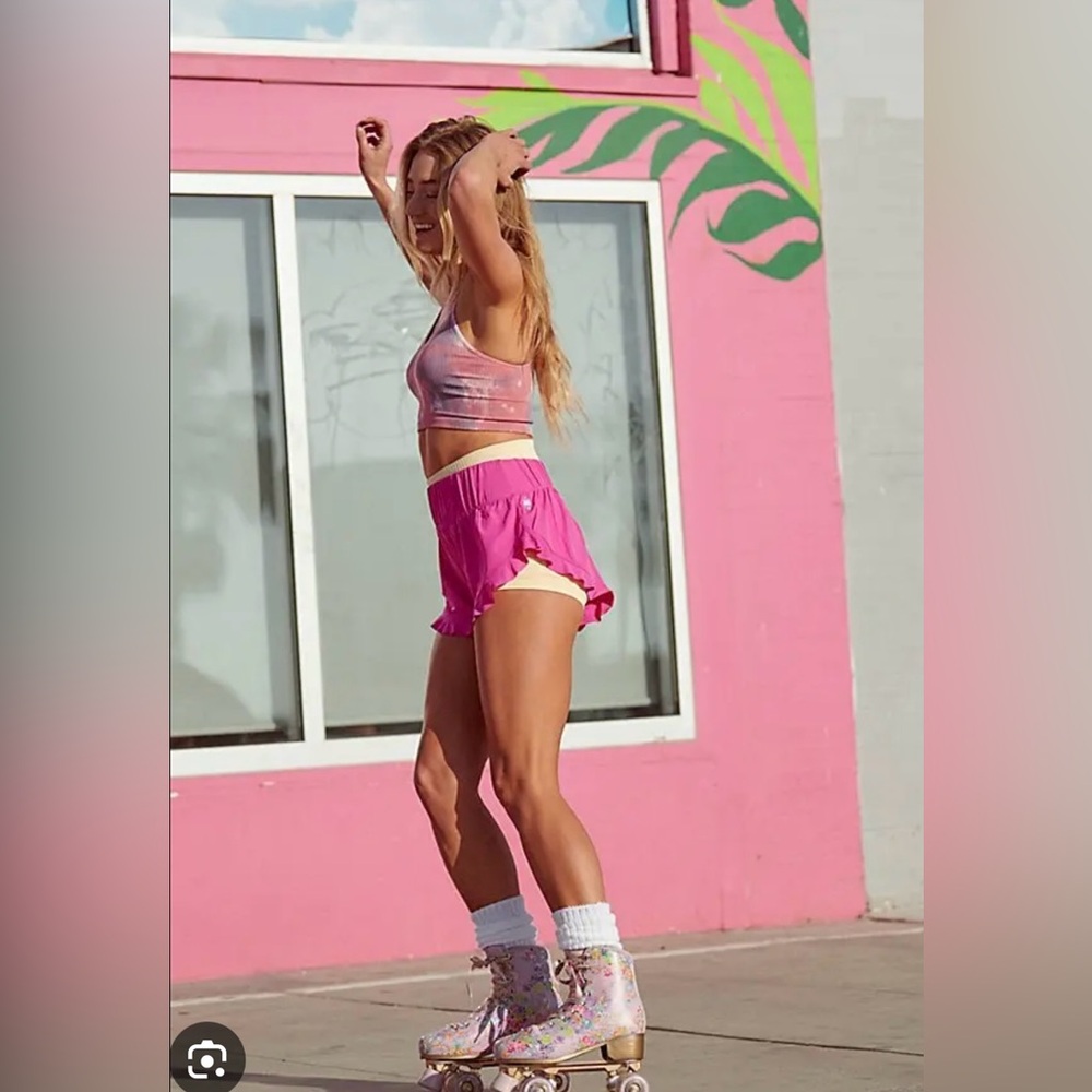 Free People Movement Pink Featherweight Layering Shorts in size M